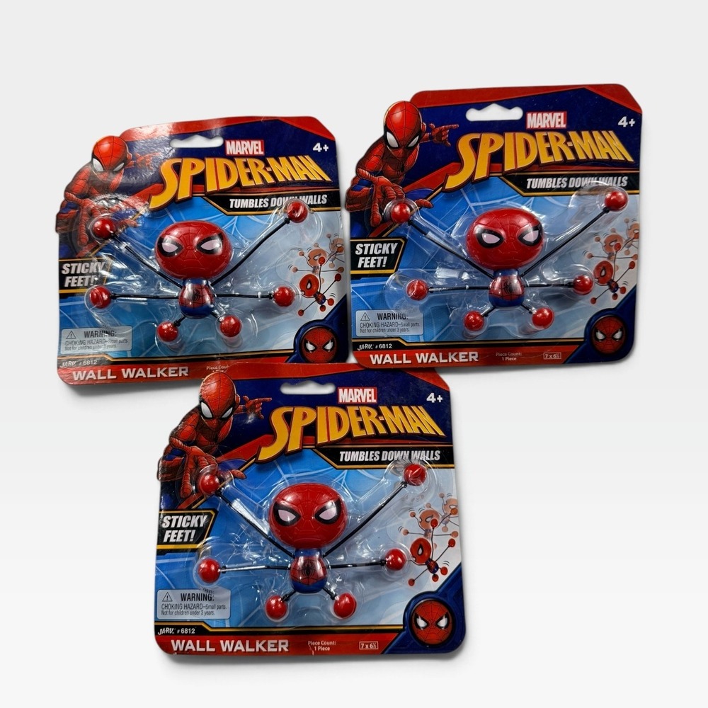 Marvel Spider-Man Wall Walker Toy 6812 Kids Red Blue Sticky NEW LOT OF 3